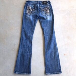 Miss Me Boot Cut Fleur De Lis Bling Jeans LONG